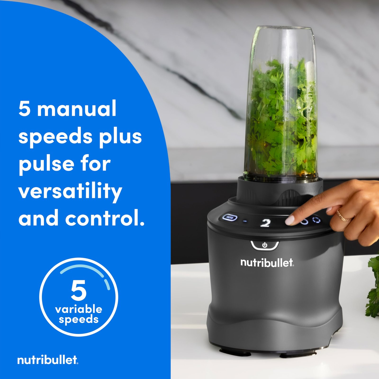 nutribullet SmartSense Blender Combo, 1400W, 64oz Pitcher, 32oz & 24oz Cups, 5-Speed, Smoothies, Ice and Frozen Fruit, Nut Milk, Soup, Gunmetal Gray, NBF50700